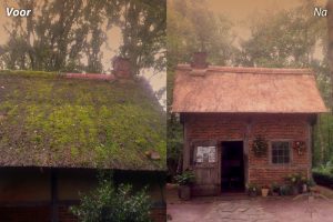 voor en na noord schoonmaak deurningen tuinhuisje rieten dak